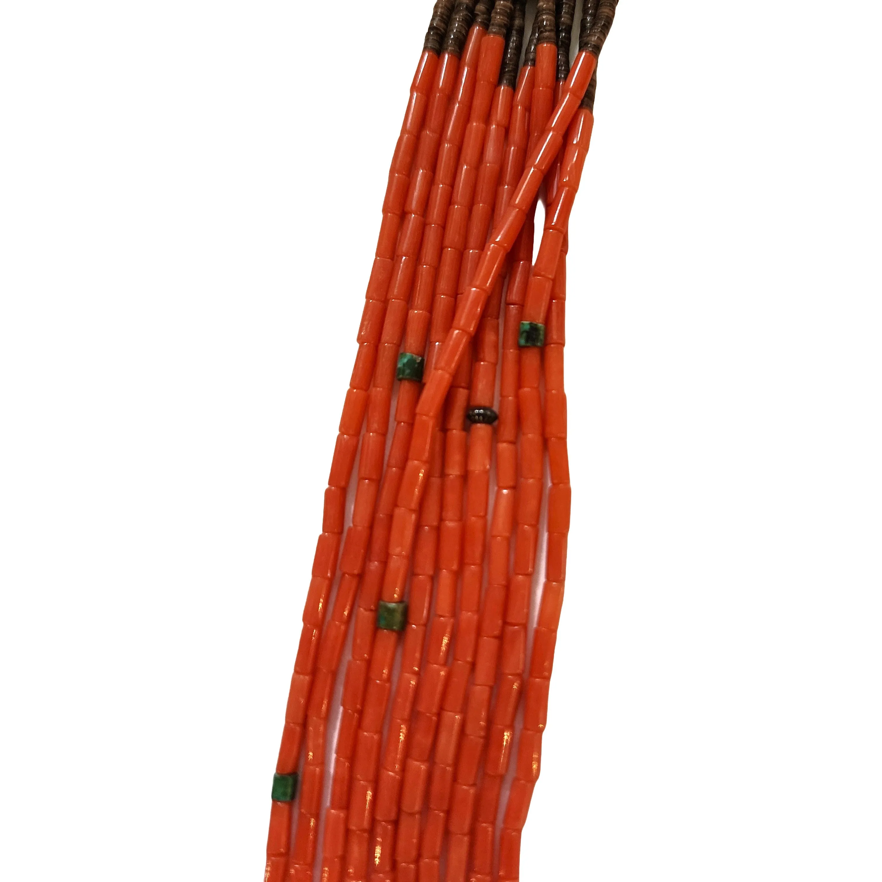 10 Strand Natural Red Coral Necklace - 27" Long