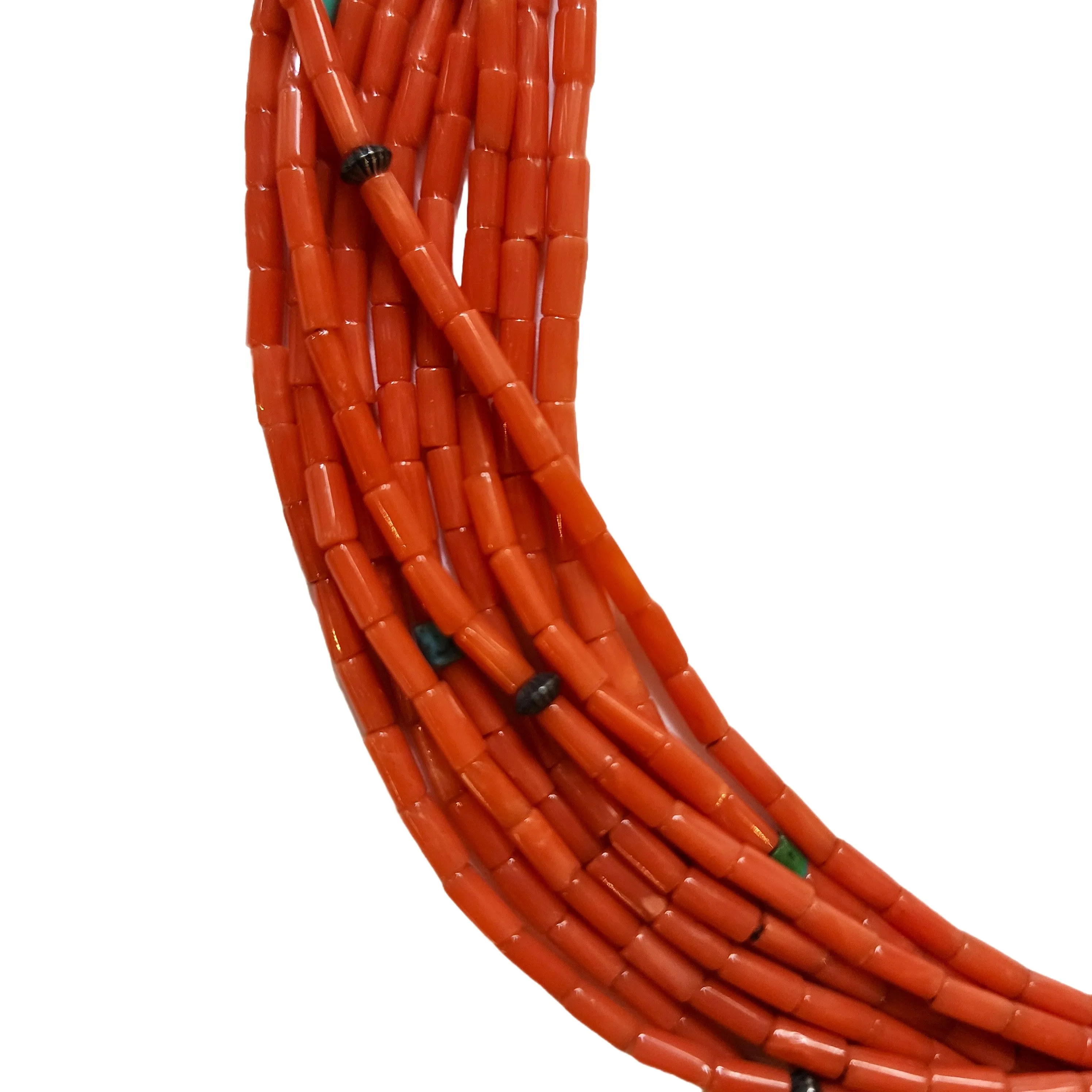 10 Strand Natural Red Coral Necklace - 27" Long