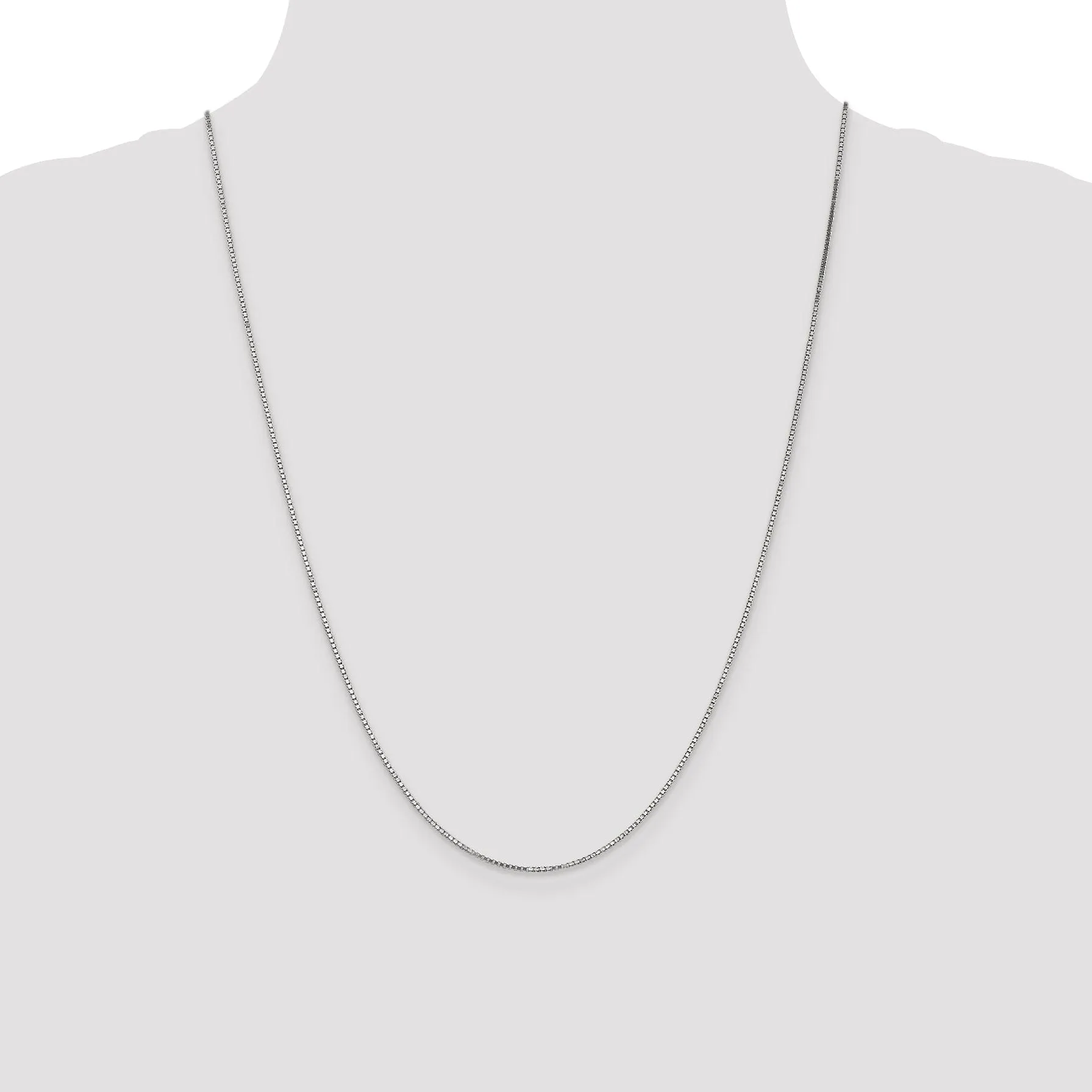 14k White Gold 1.10mm Polished Solid Box Chain