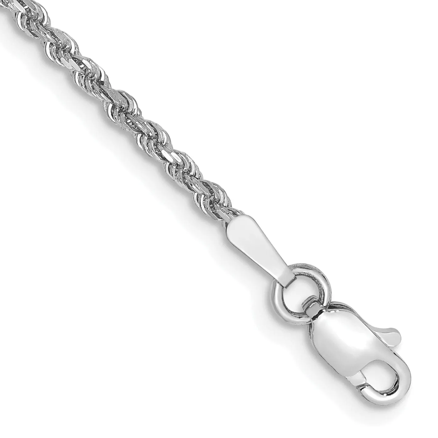 14k White Gold 1.80mm Diamond Cut Rope Chain