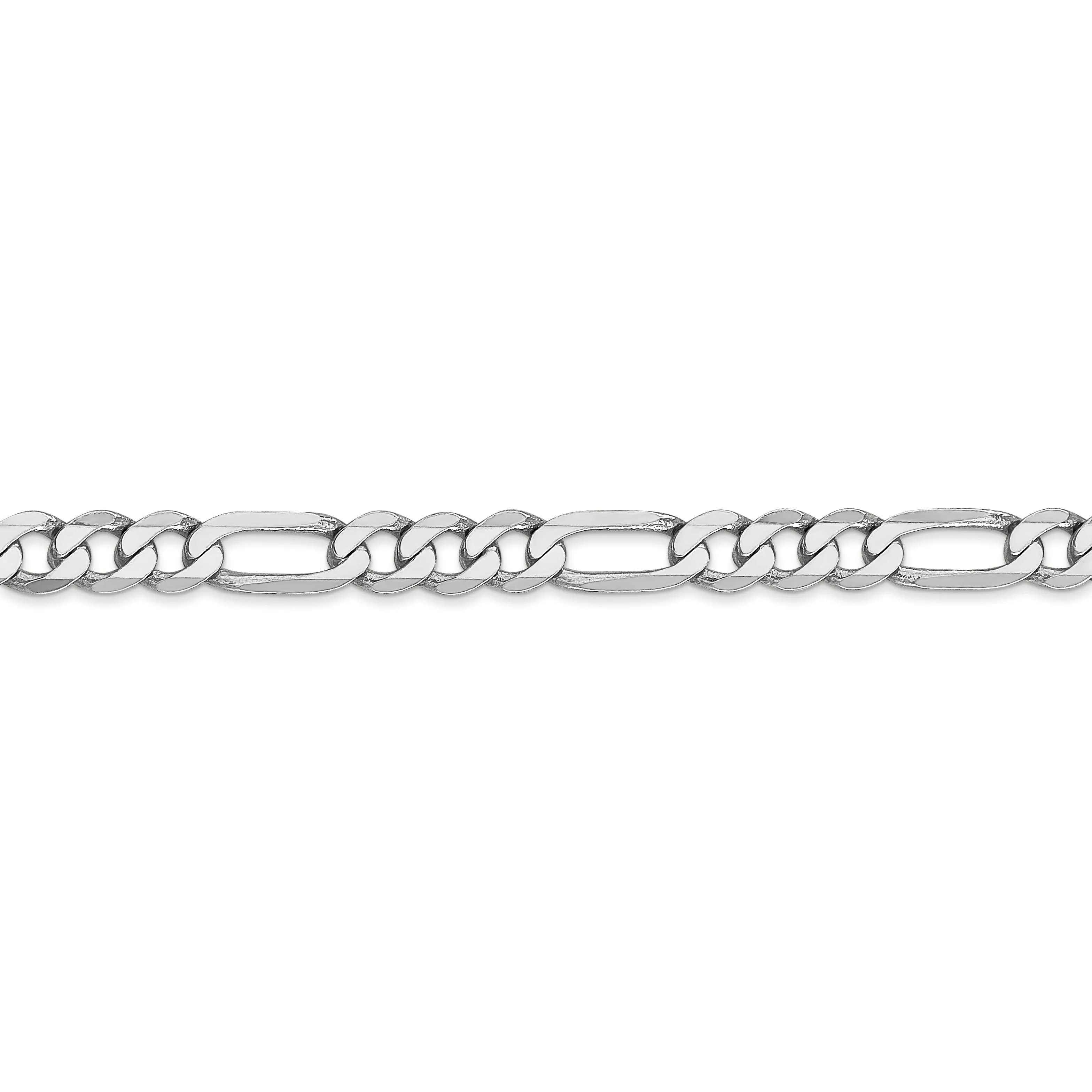 14k White Gold 5.5mm Flat Figaro Chain