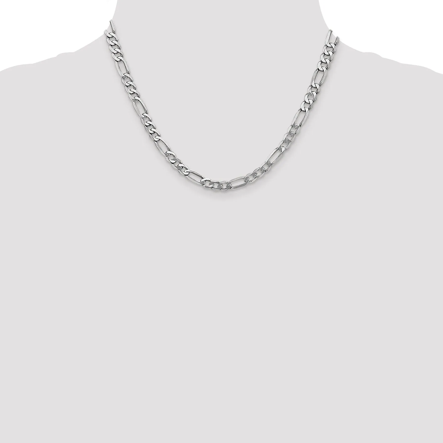 14k White Gold 5.5mm Flat Figaro Chain