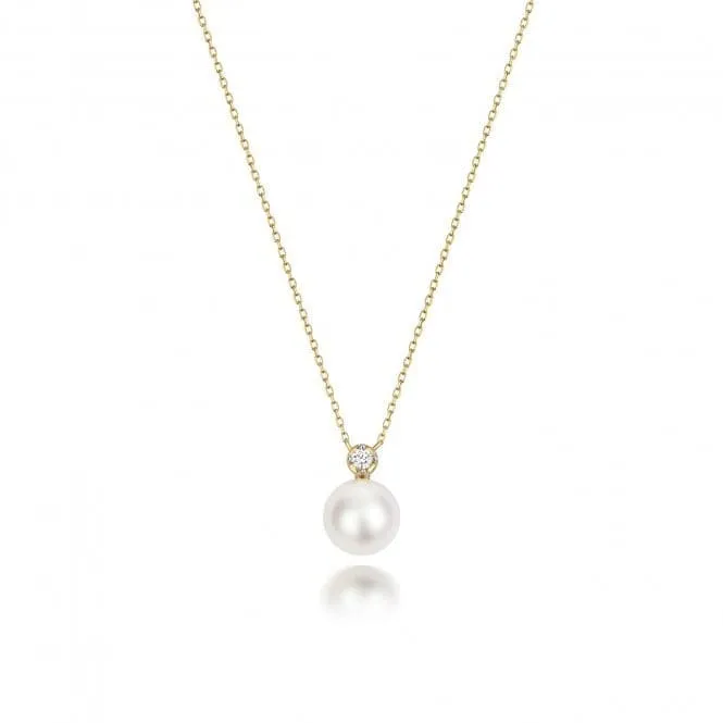 18ct Gold Diamond & Akoya Pearl Necklace NDQ204