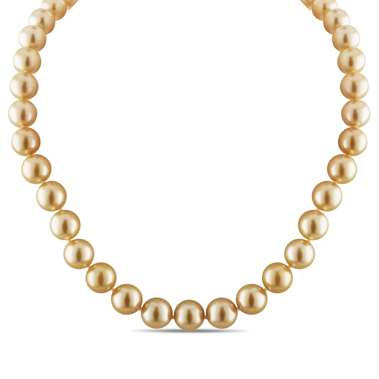 18k 10-12mm Golden South Sea Cultured Pearl And Diamond Strand