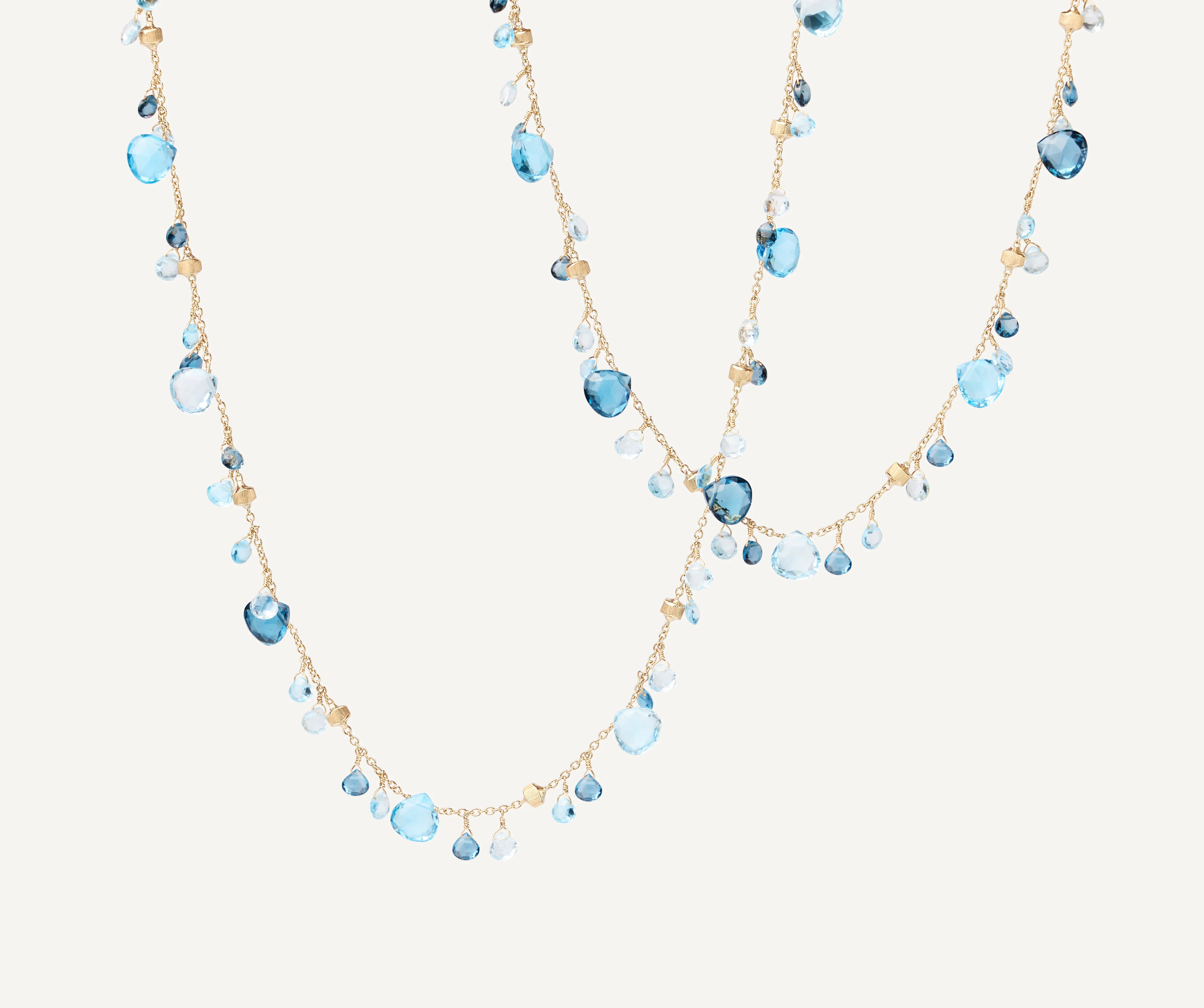 18K Yellow Gold Mixed Topaz Long Necklace