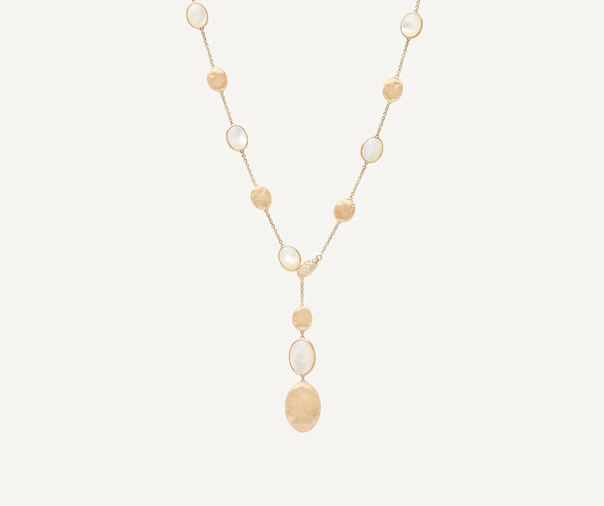 18K Yellow Gold Mother of Pearl & Gold Lariat