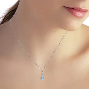 2.5 Carat 14K Solid White Gold Necklace Briolette Blue Topaz