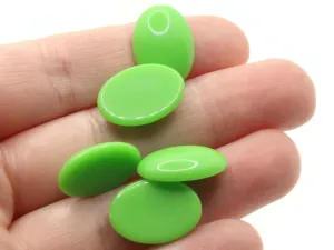 6 18mm Green Oval Flat Back Vintage Lucite Cabochons