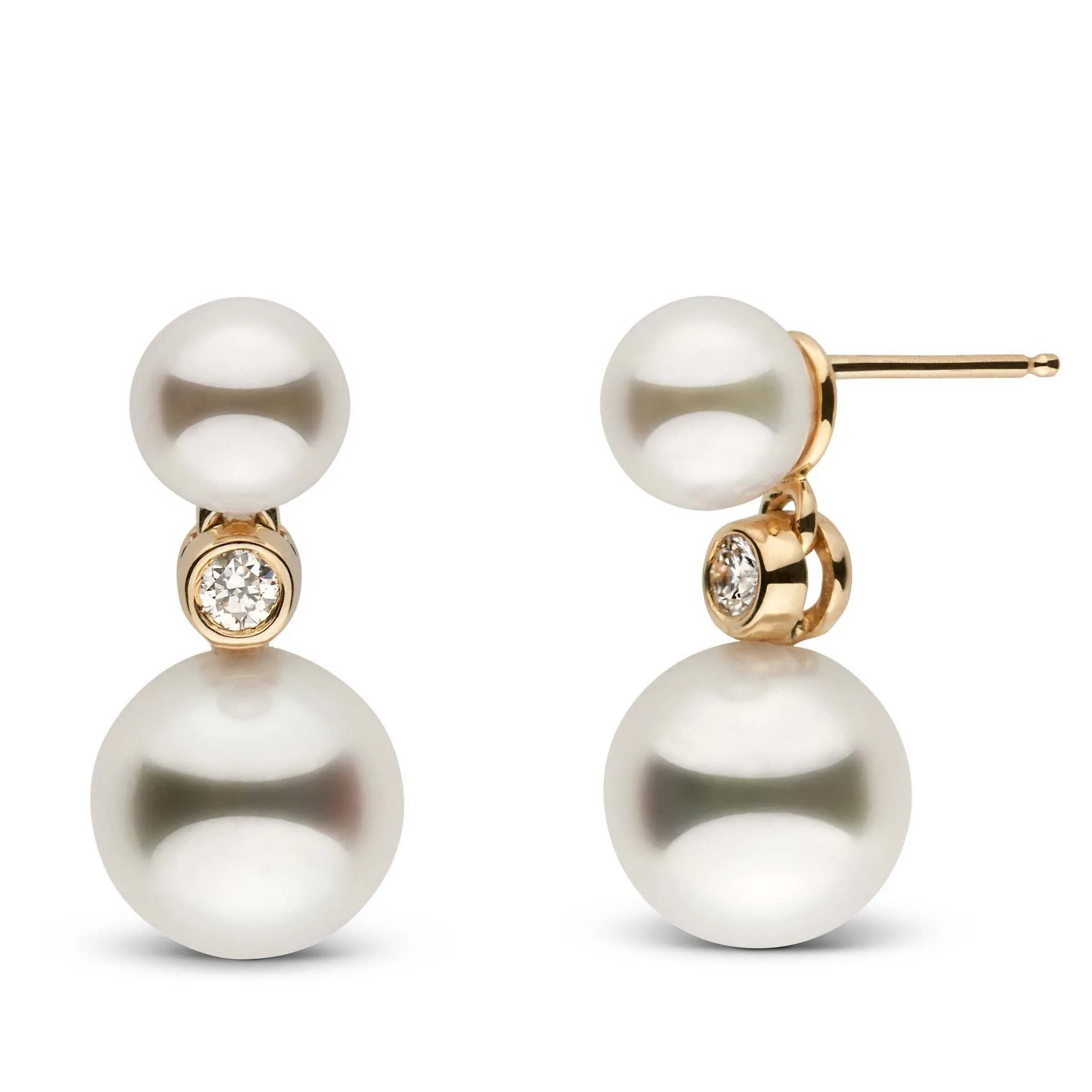 6.5-9.0 mm Akoya Pearl and Diamond Duet Dangle Earrings