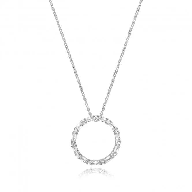 Acotis Silver Necklace Rhodium Plated Zirconia Circle G3397