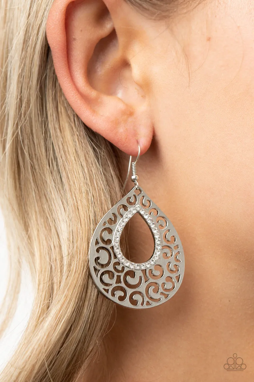 Airy Applique White Paparazzi Earrings