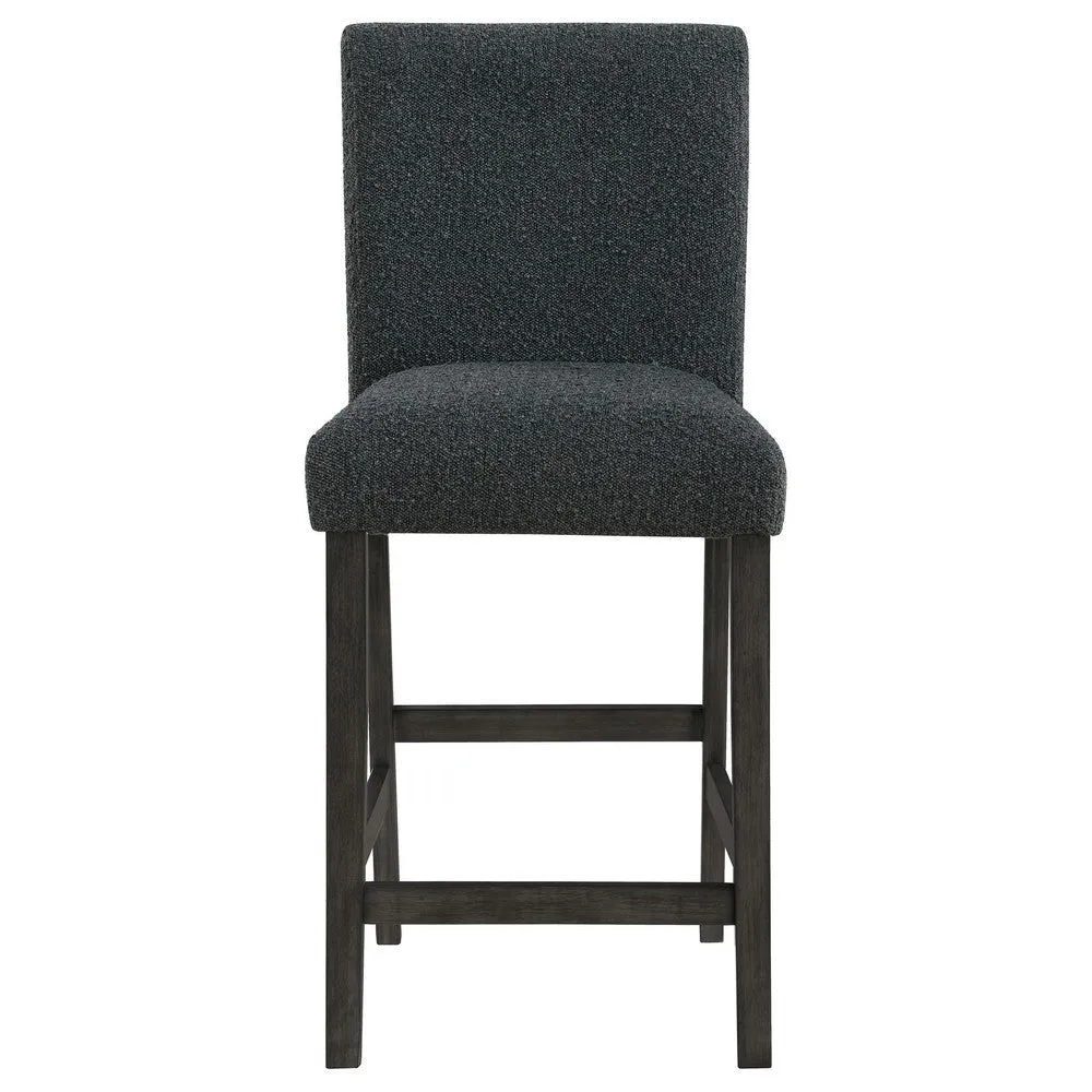 Alora Counter Height Dining Chair Set of 2, Black Boucle, Charcoal Gray By Casagear Home