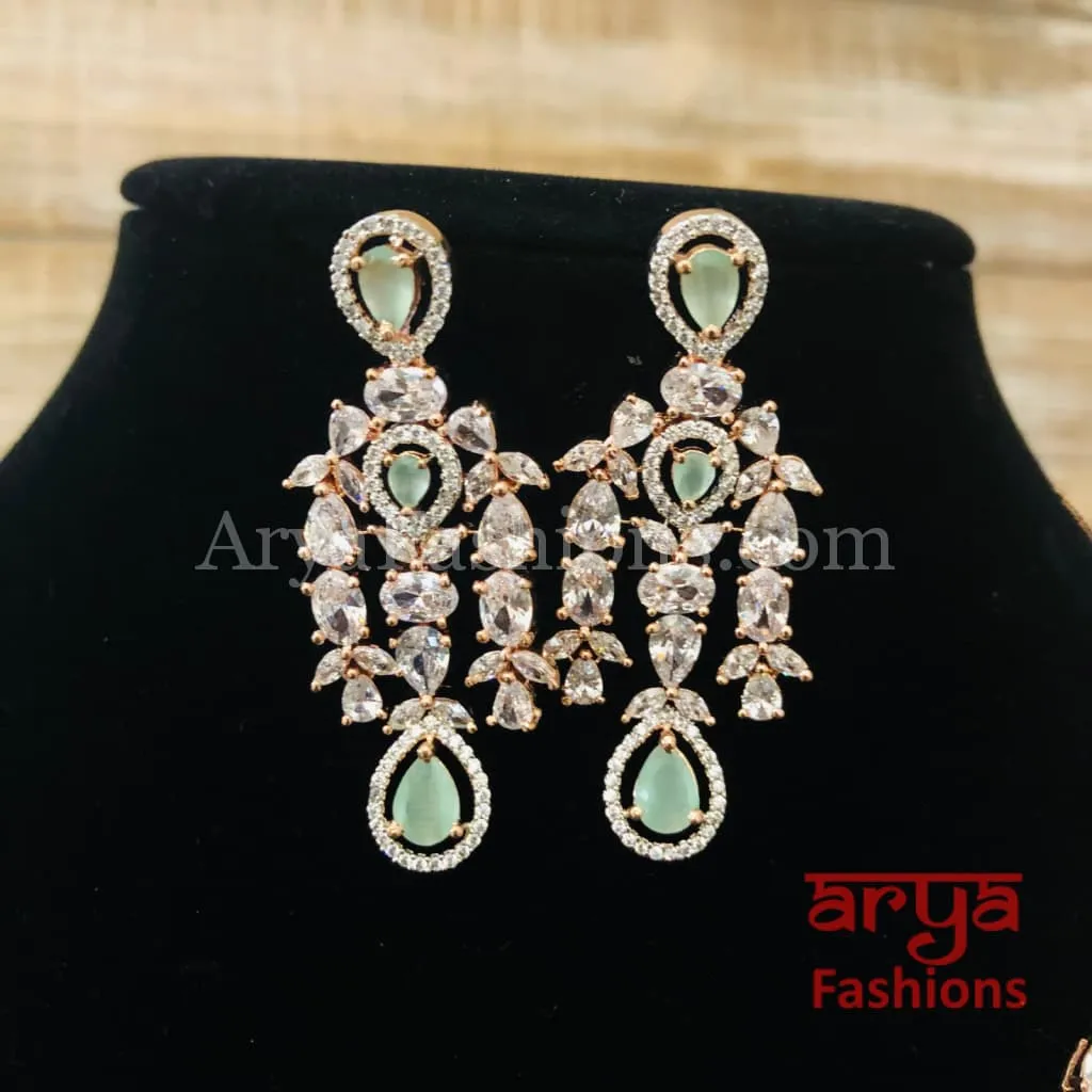 Anaira Cubic Zirconia Bridal Necklace with Statement Earrings