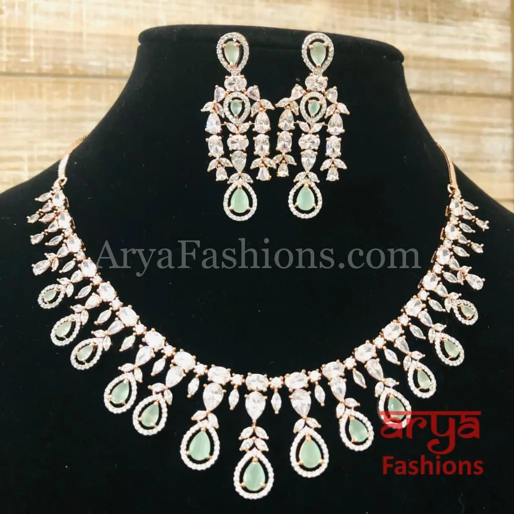 Anaira Cubic Zirconia Bridal Necklace with Statement Earrings