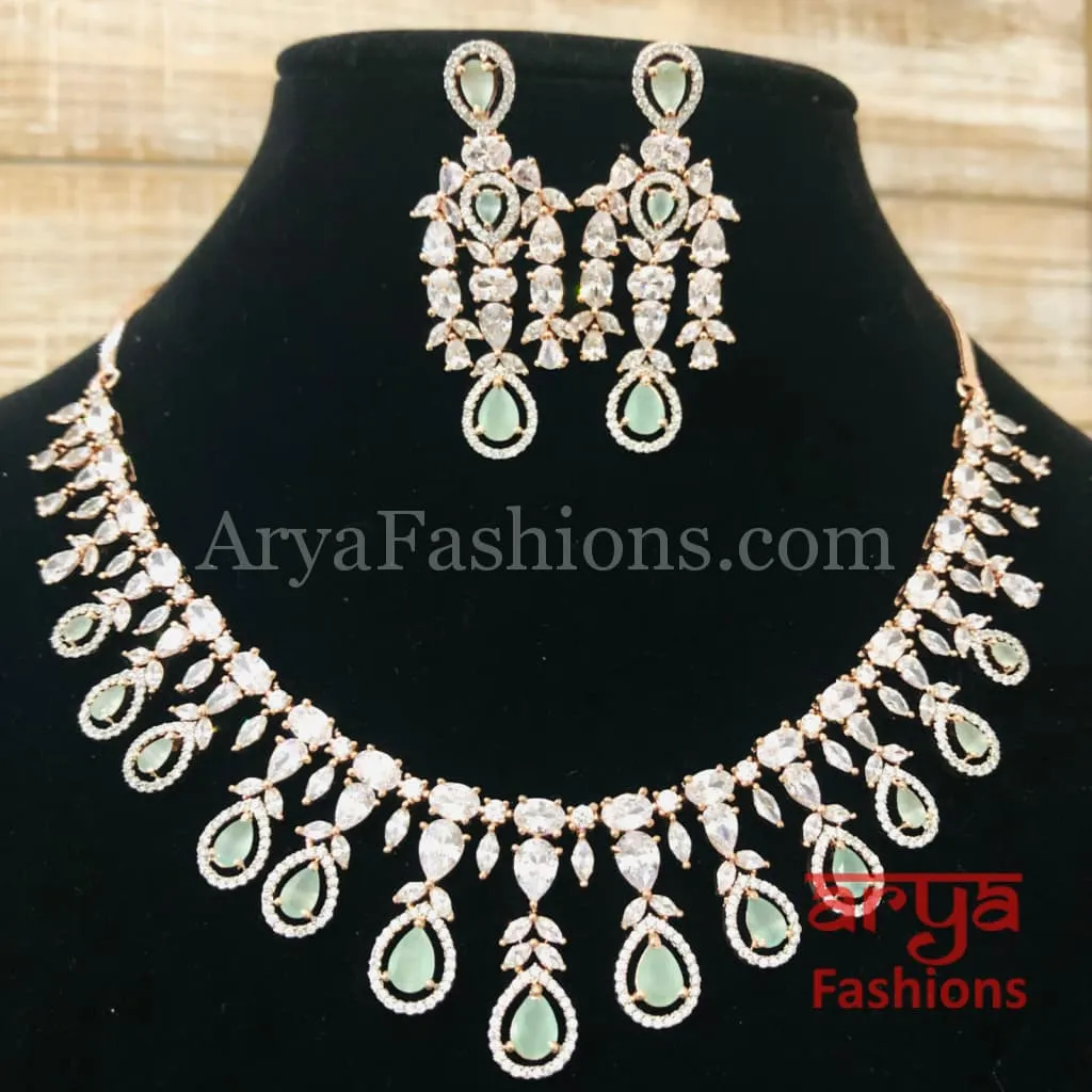 Anaira Cubic Zirconia Bridal Necklace with Statement Earrings