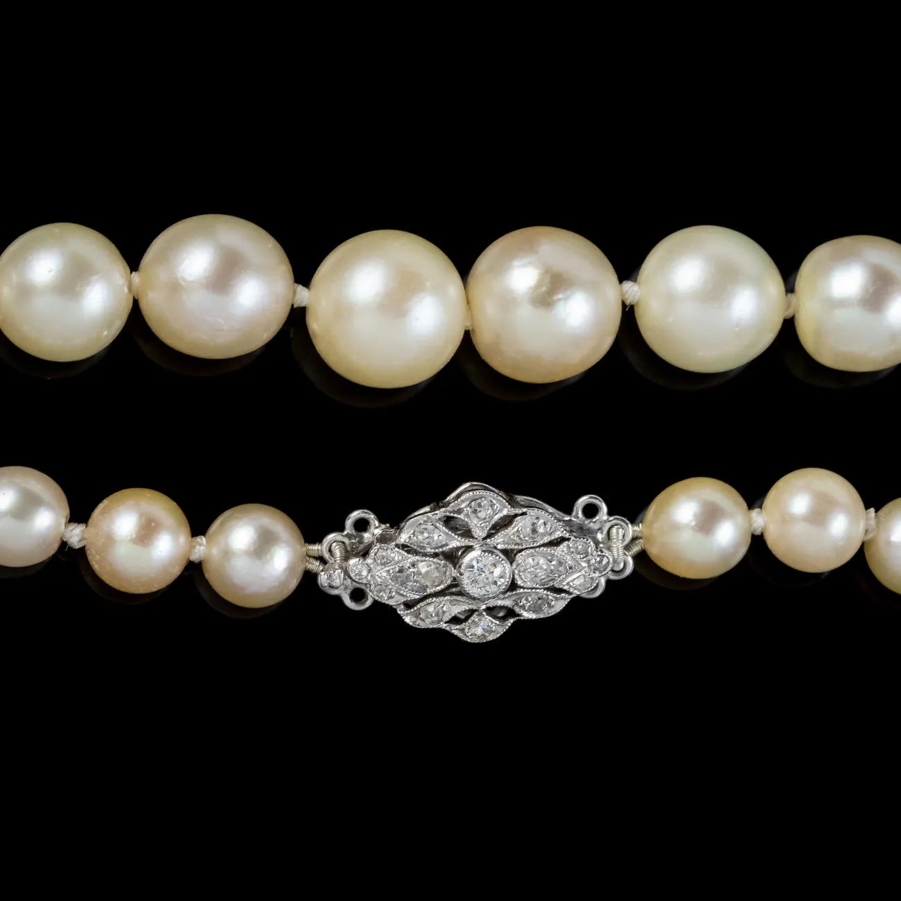 Art Deco Pearl Necklace Diamond Clasp