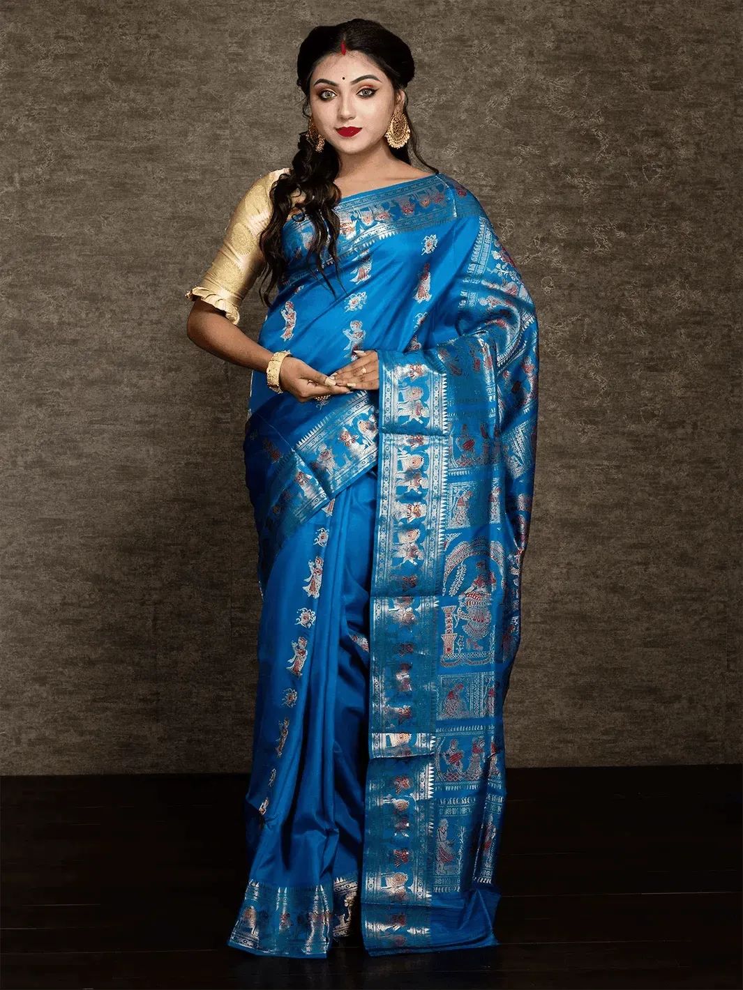 Azure Traditional Minakari Swarnachari Silk Saree