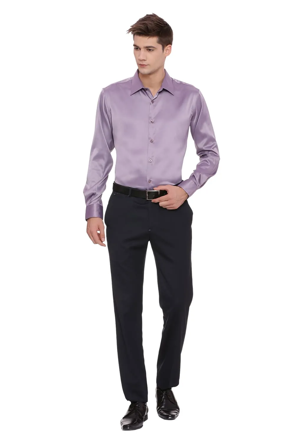 Basics Trim Fit Satin Stretch Shirt