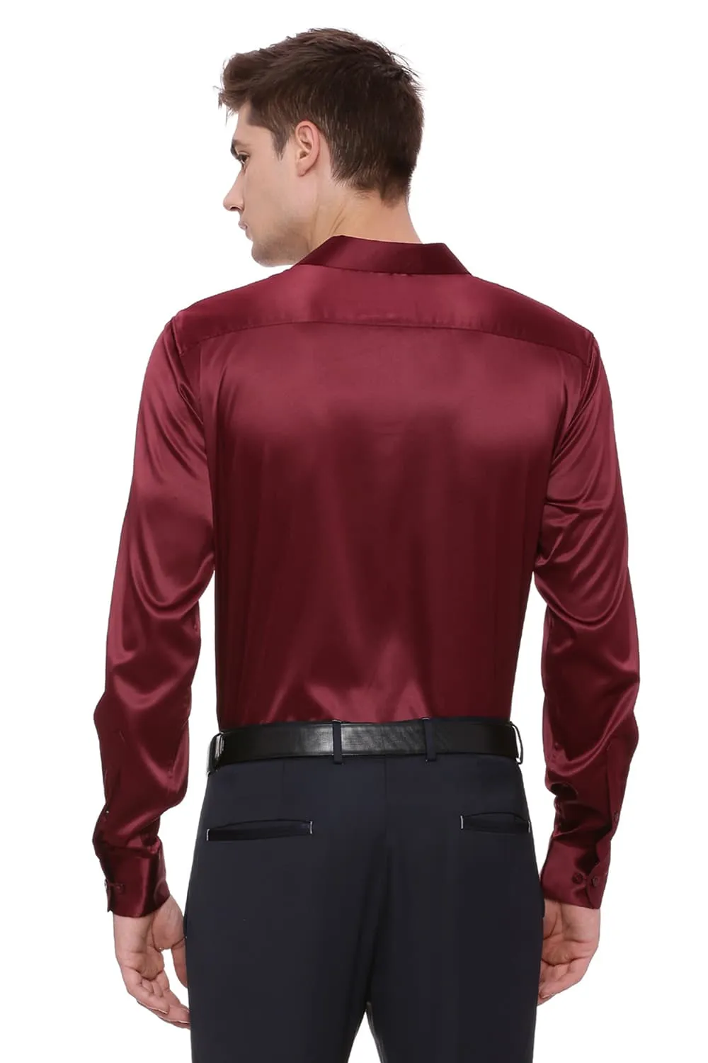 Basics Trim Fit Satin Stretch Shirt