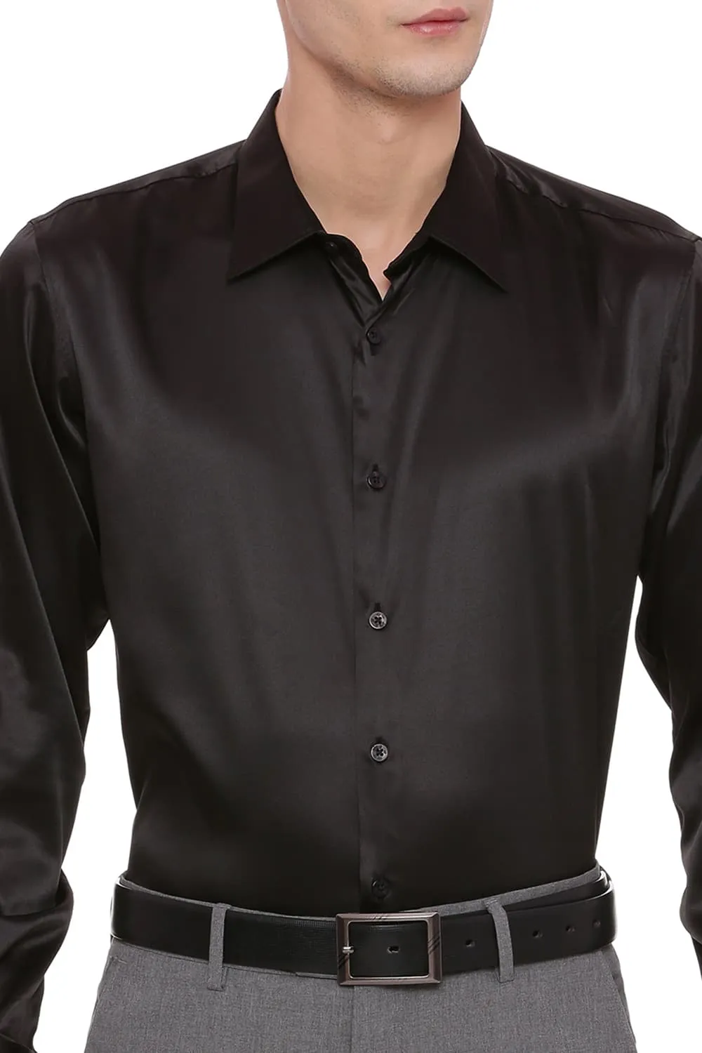 Basics Trim Fit Satin Stretch Shirt