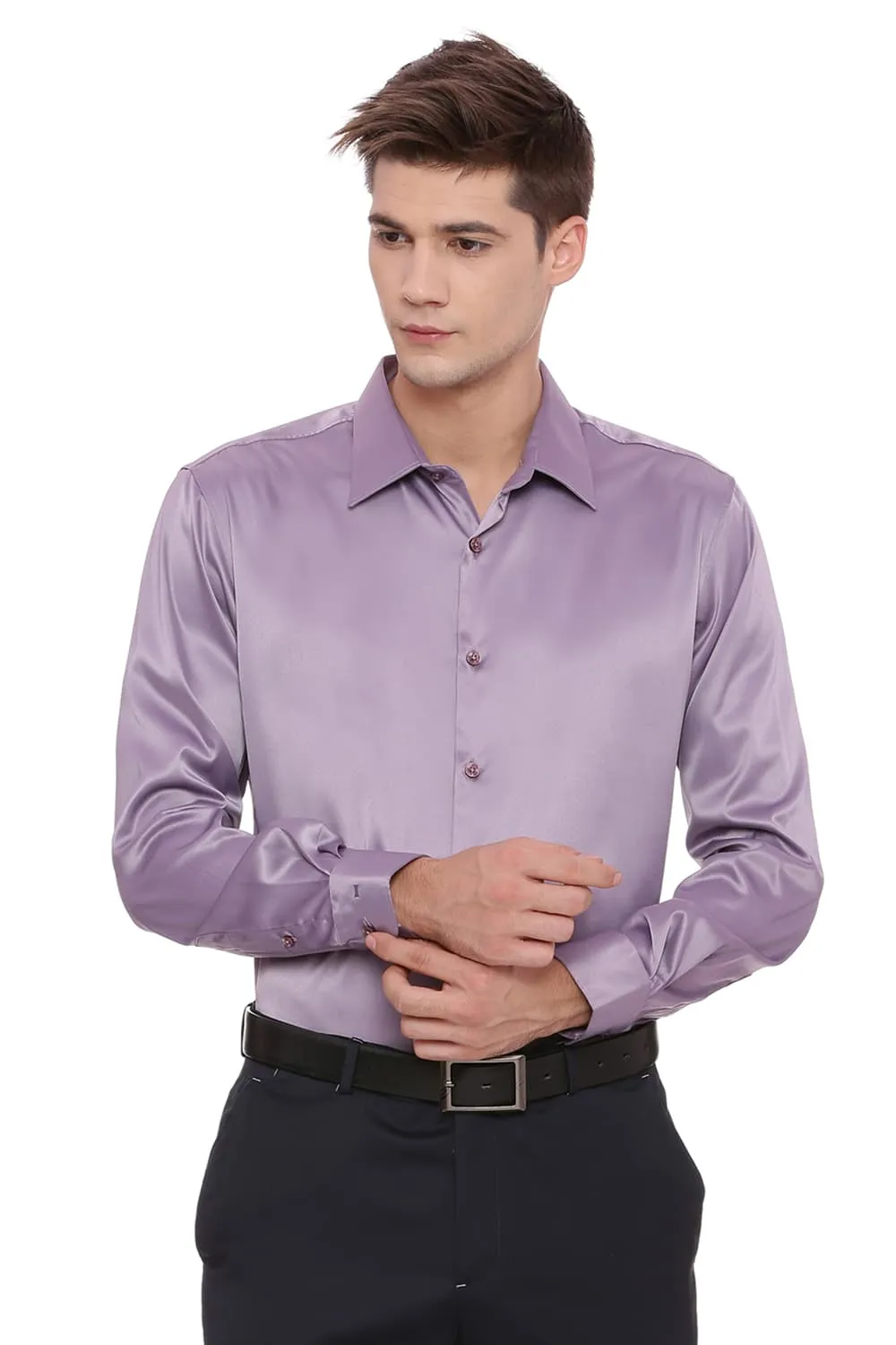 Basics Trim Fit Satin Stretch Shirt