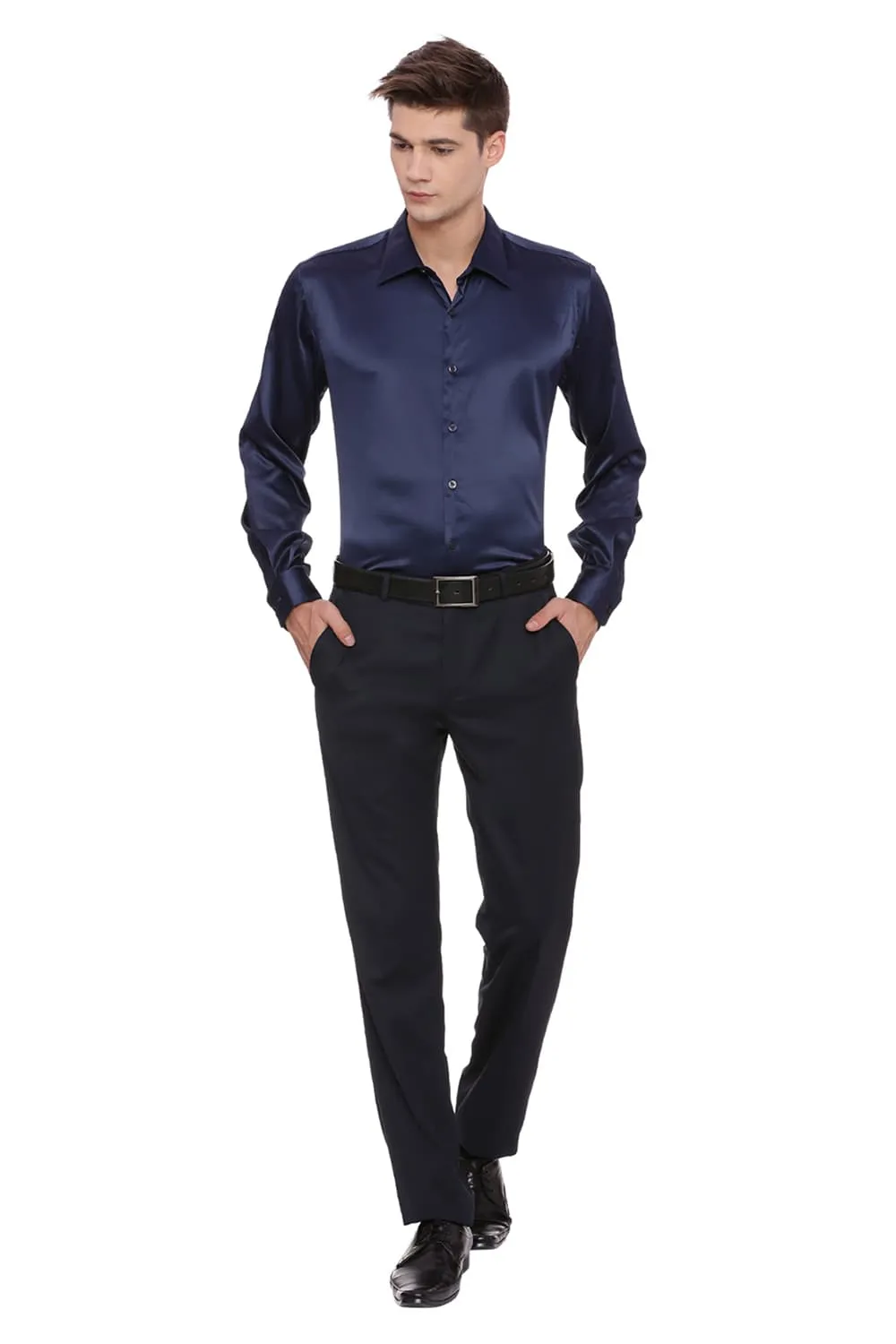 Basics Trim Fit Satin Stretch Shirt