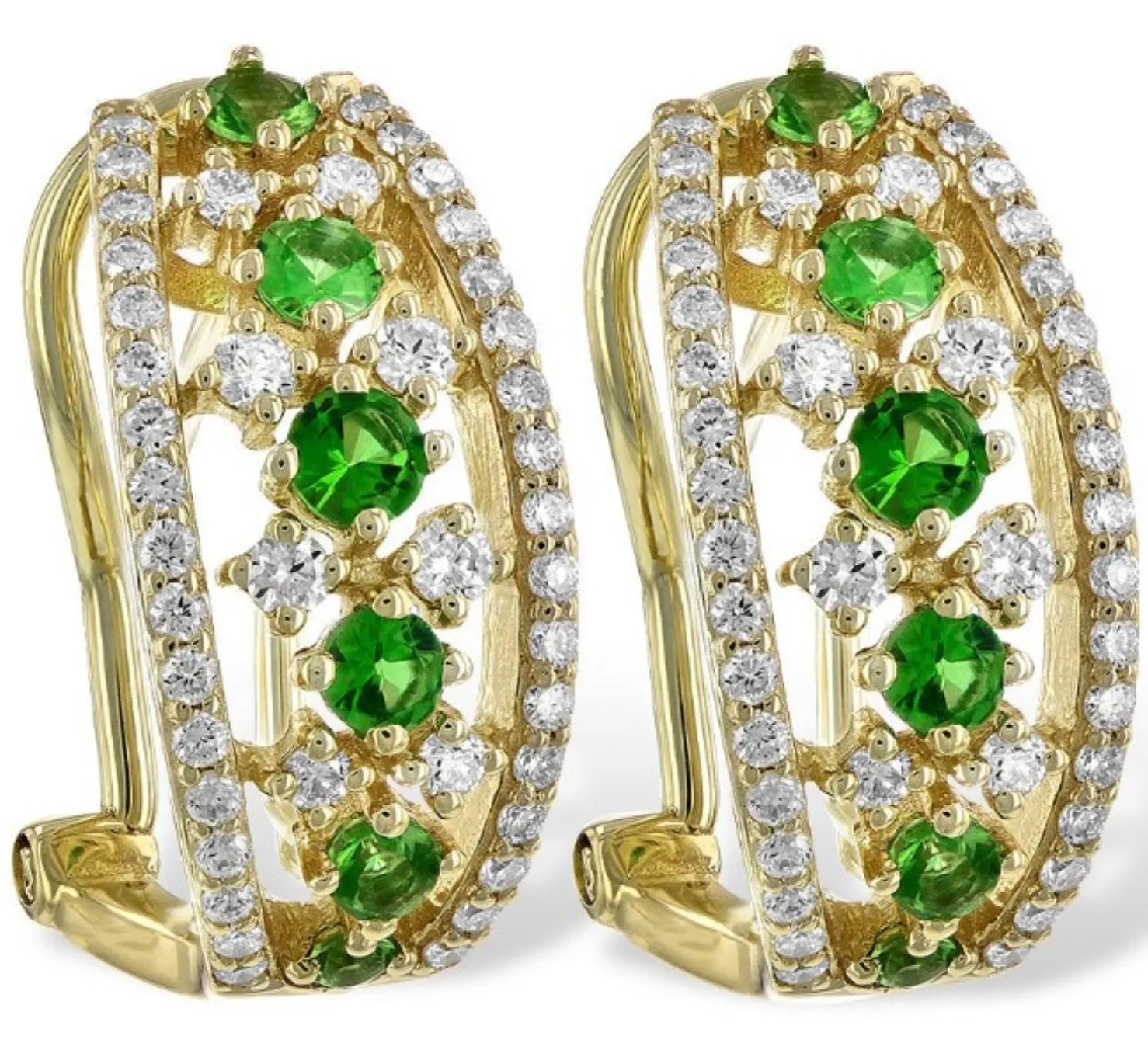 Ben Garelick Green Garnet and Diamond Huggie Earrings