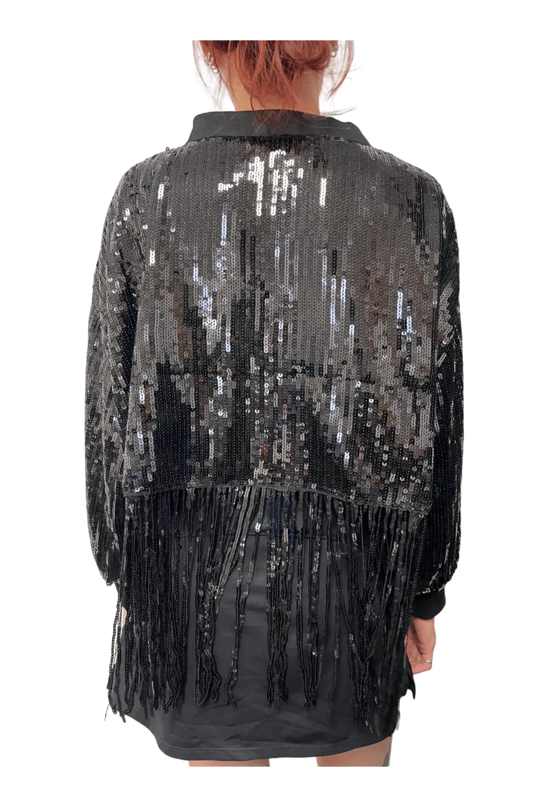 Black Sequin Crop Jacket