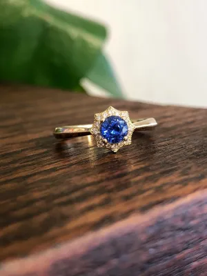 Blue Sapphire and Diamond Web Ring