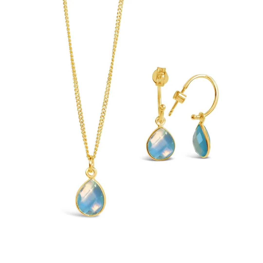 Blue Topaz Charm Necklace | Gold - December