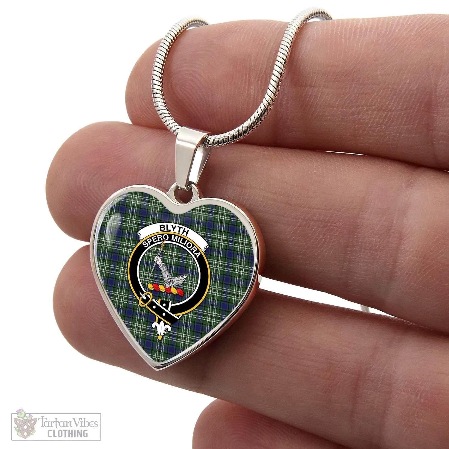 Blyth Tartan Heart Necklace with Family Crest