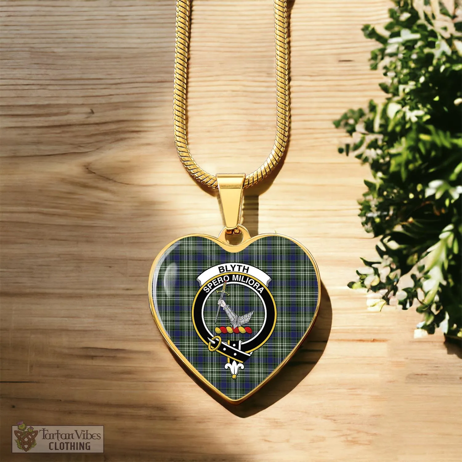 Blyth Tartan Heart Necklace with Family Crest