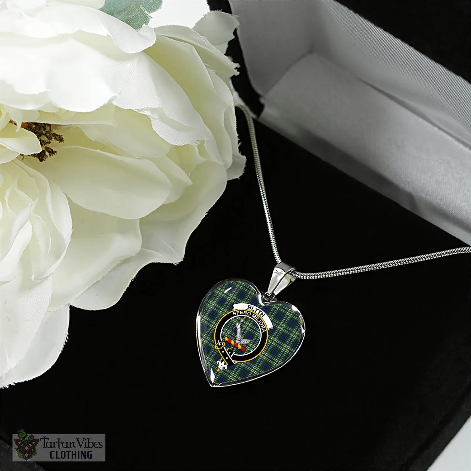 Blyth Tartan Heart Necklace with Family Crest