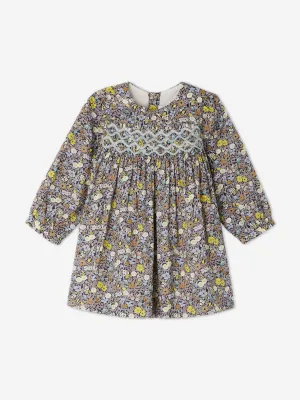 Bonpoint Baby Girls Floral Smocked Trinite Dress in Grey