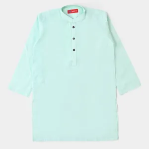 Boys Jacquard Basic Kurta - Mint Green