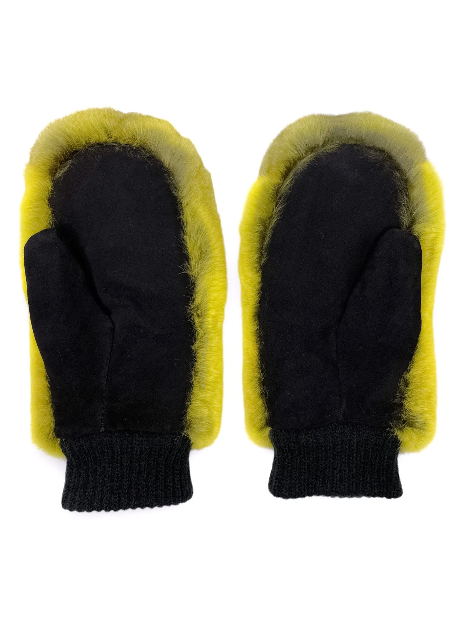 Chinchilla Fur Mittens In Yellow