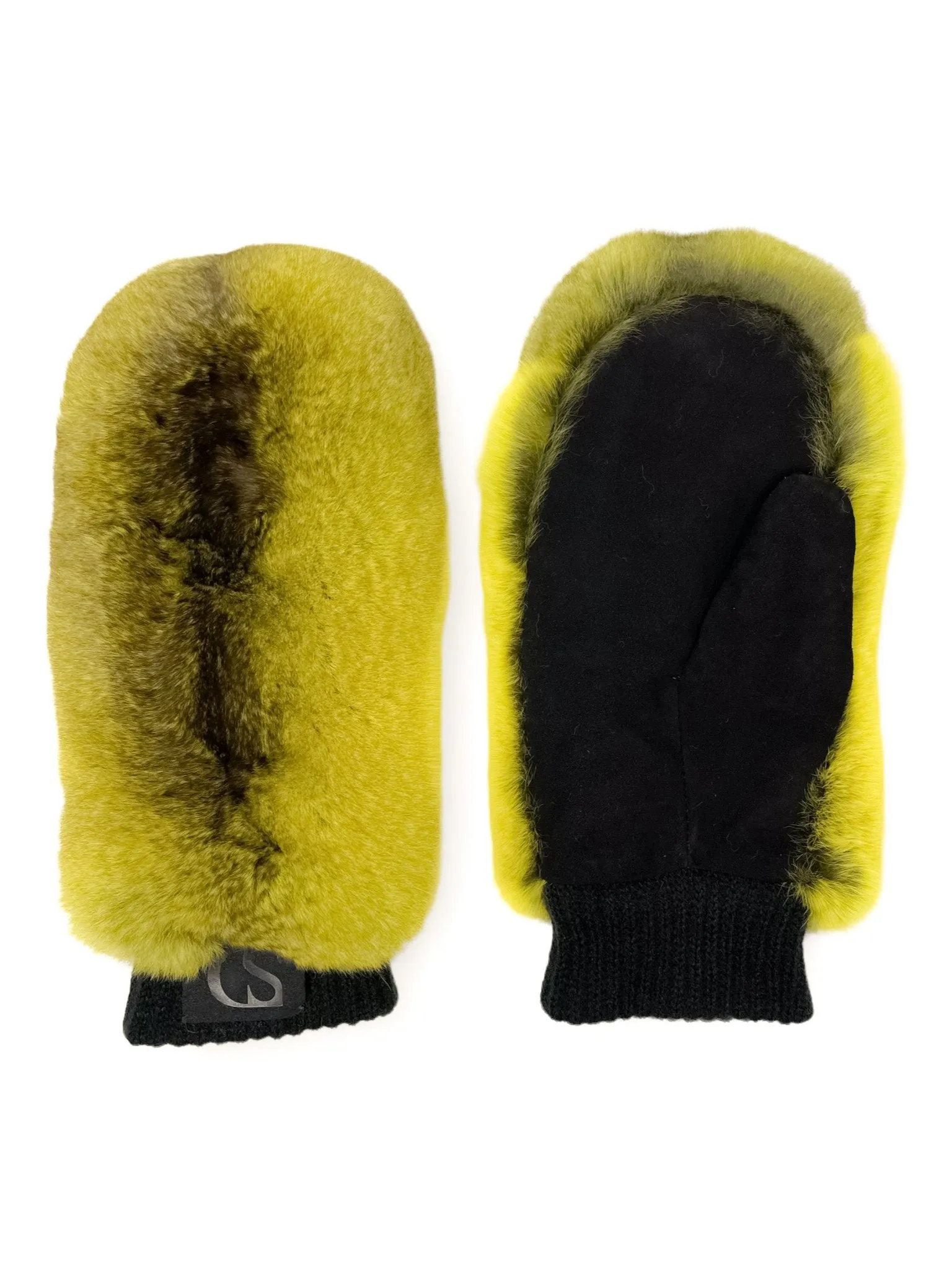 Chinchilla Fur Mittens In Yellow