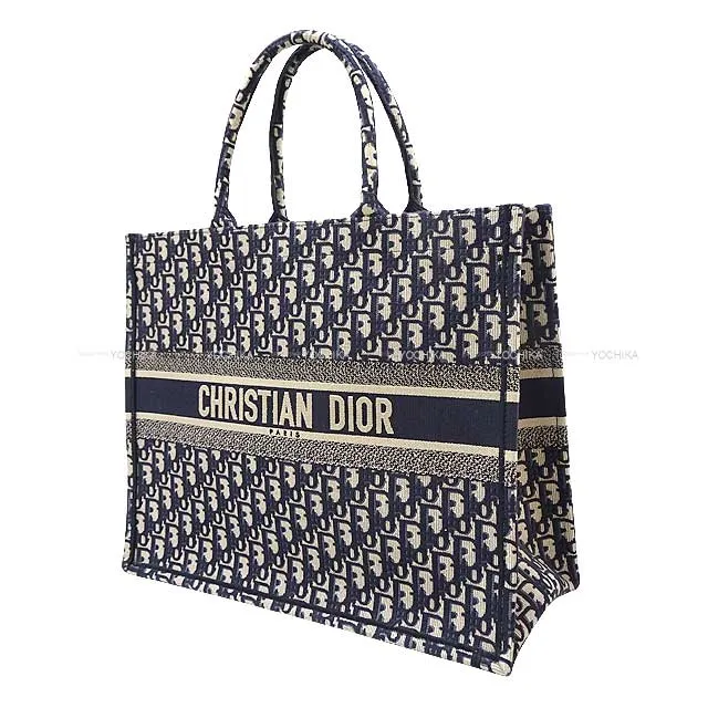 Christian Dior tote bag Book tote Large Navy Dior Oblique Embroidery M1296ZRIW_M828[BRAND NEW][Authentic]