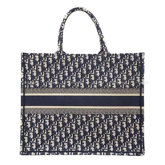 Christian Dior tote bag Book tote Large Navy Dior Oblique Embroidery M1296ZRIW_M828[BRAND NEW][Authentic]