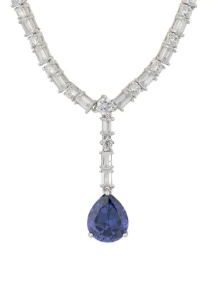 Claudette Statement Necklace Silver Tanzanite