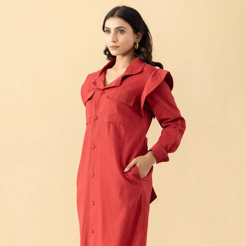 Cotton Scarlet Dress For Women | Red Shade