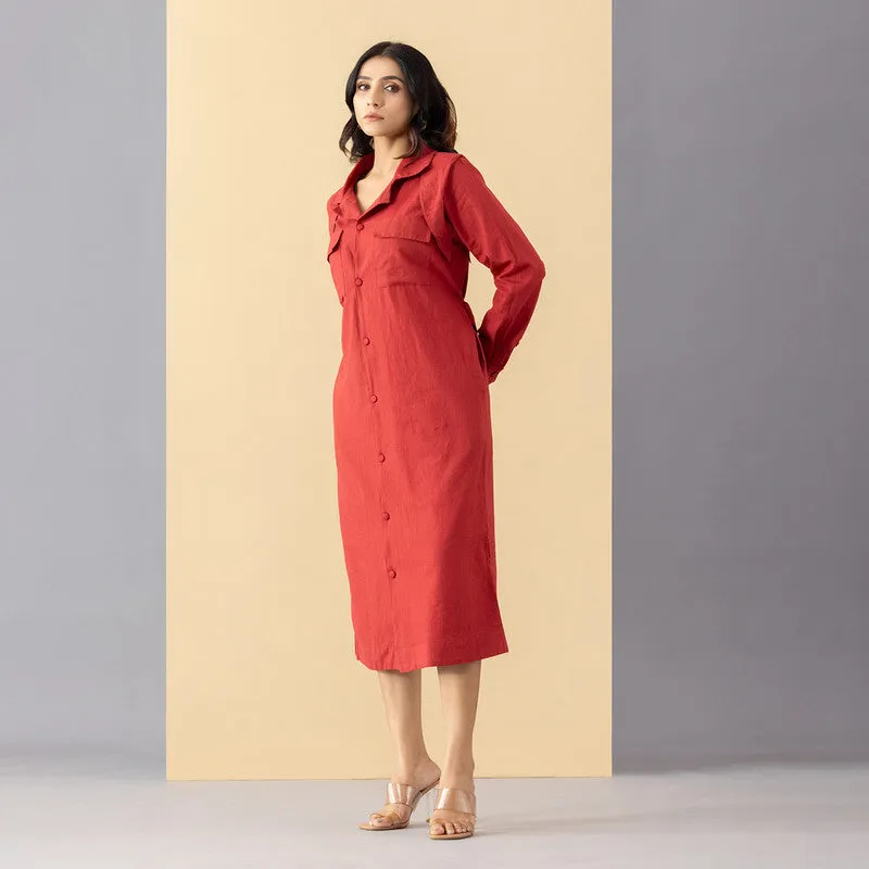 Cotton Scarlet Dress For Women | Red Shade