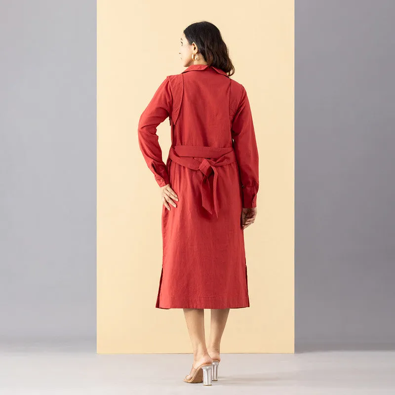 Cotton Scarlet Dress For Women | Red Shade