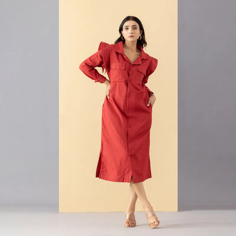 Cotton Scarlet Dress For Women | Red Shade