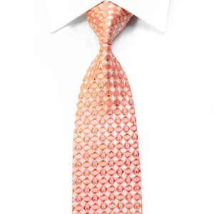 Countess Mara Rhinestone Silk Necktie Pink Orange Geometric Checkered With Sparkles