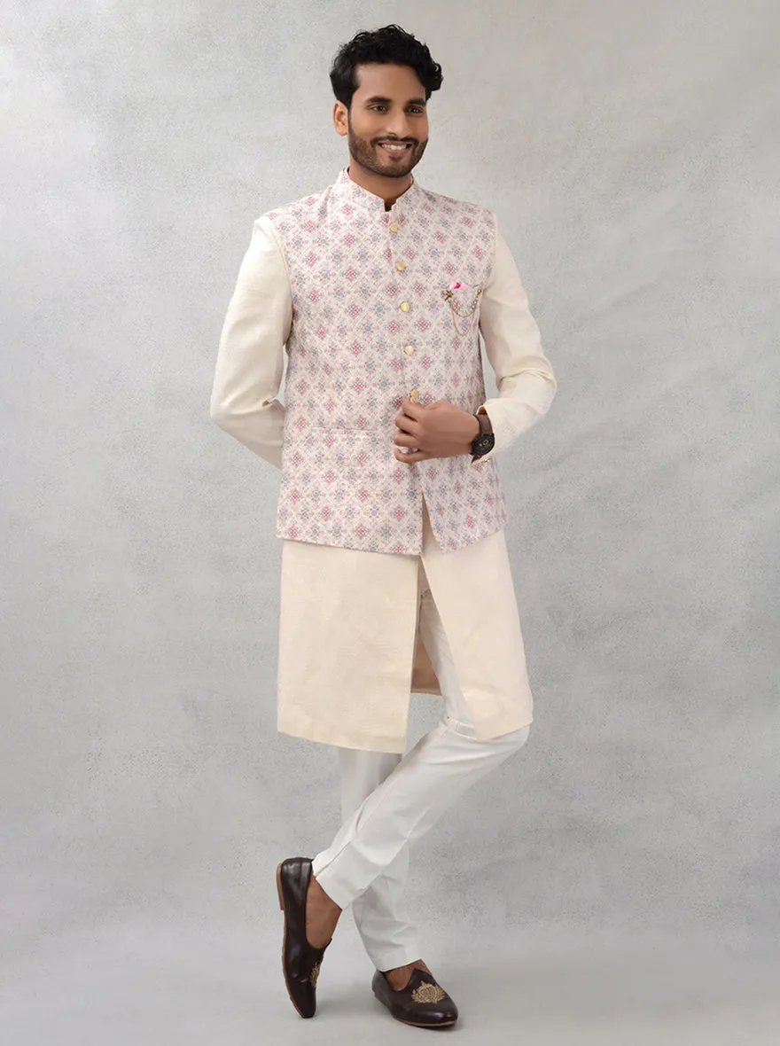 Cream Kurta Set with Koti | Azania