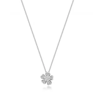 Diamond Jewellery 18ct White Gold Diamond Flower Necklace NDQ119W