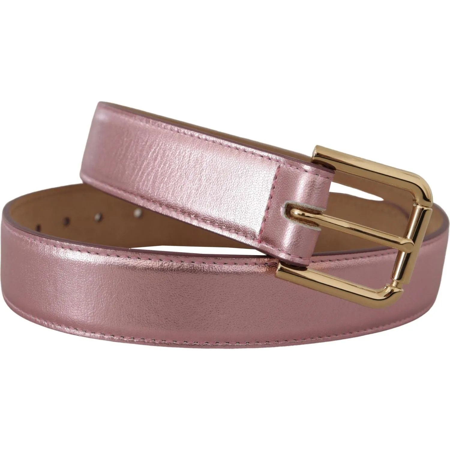 Dolce & Gabbana Elegant Metallic Pink Leather Belt