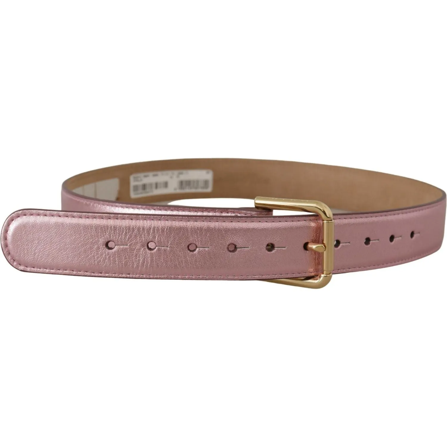 Dolce & Gabbana Elegant Metallic Pink Leather Belt