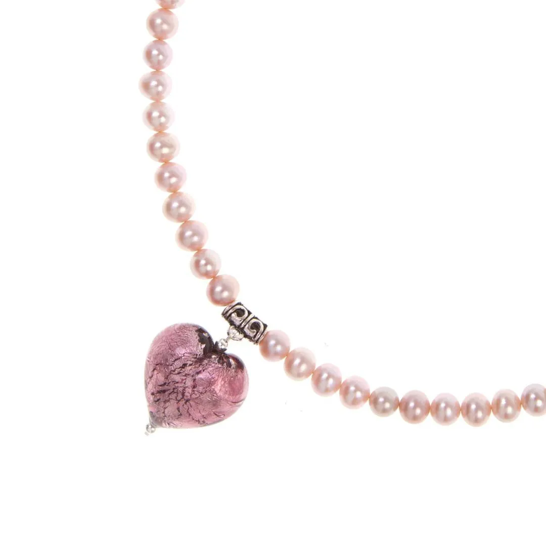 Dusk Pearl Heart Necklace